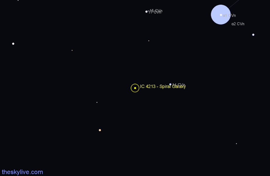 Finder chart IC 4213 - Spiral Galaxy in Canes Venatici star