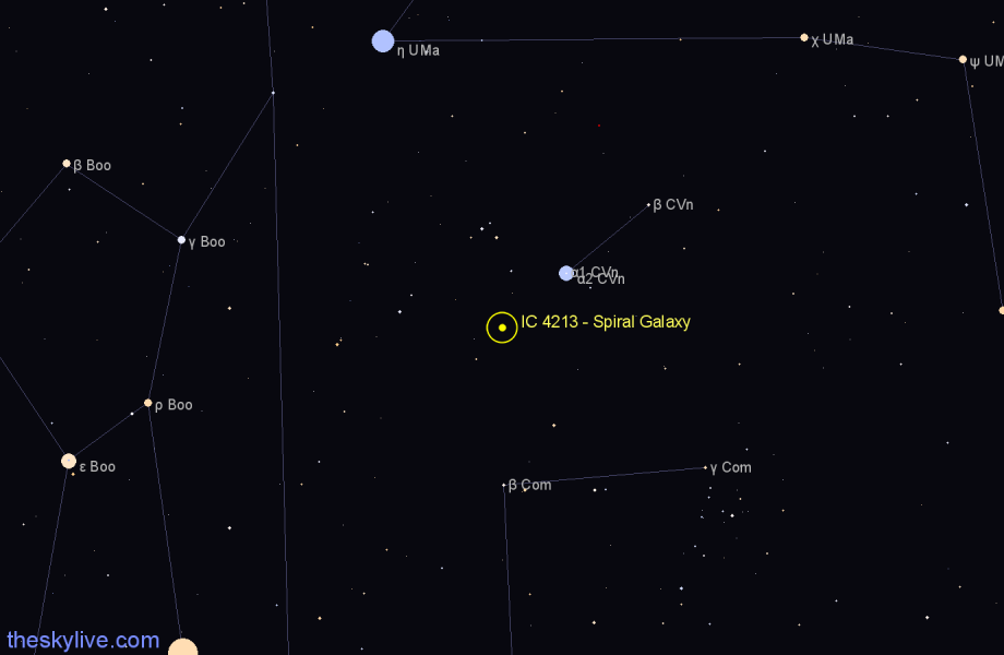 Finder chart IC 4213 - Spiral Galaxy in Canes Venatici star