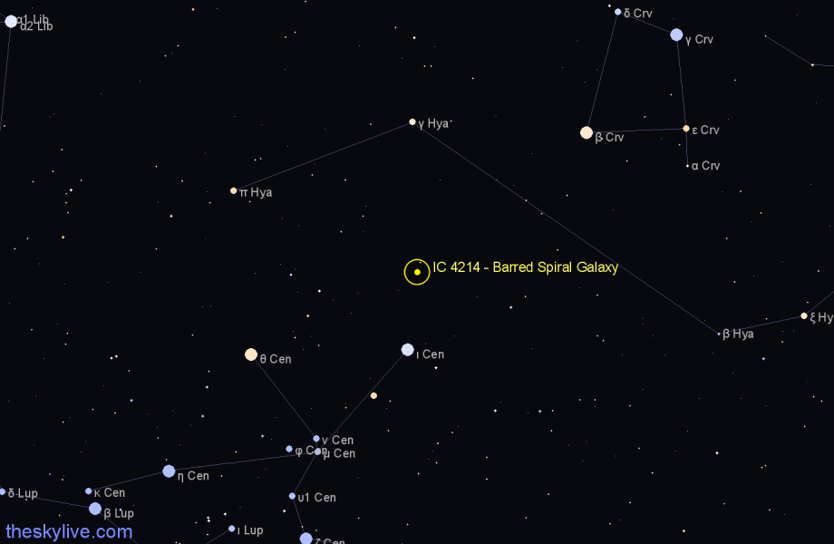 Finder chart IC 4214 - Barred Spiral Galaxy in Centaurus star