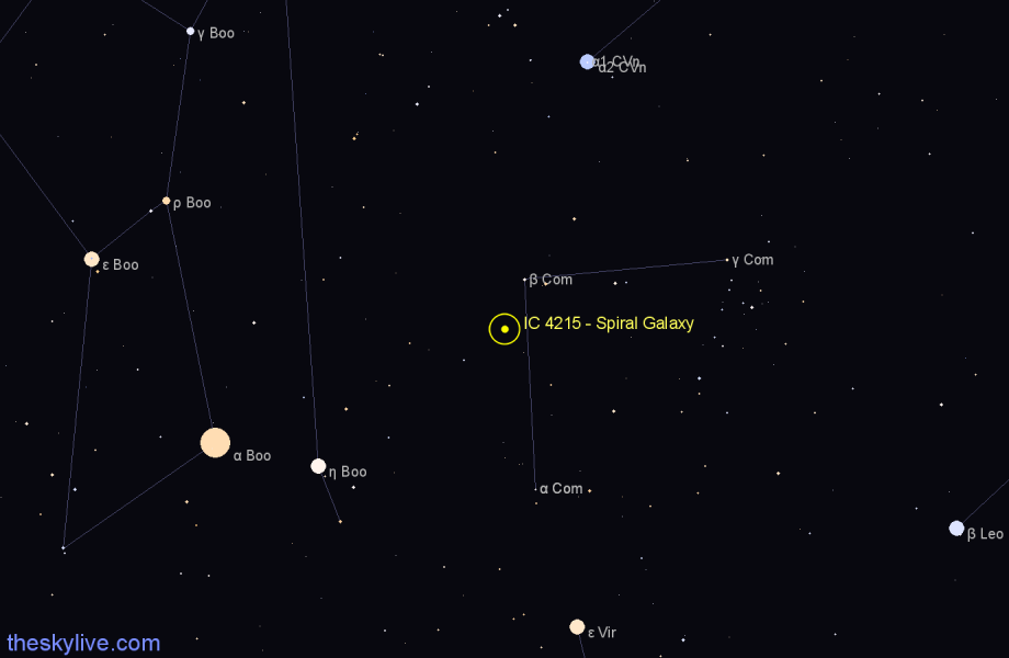 Finder chart IC 4215 - Spiral Galaxy in Coma Berenices star