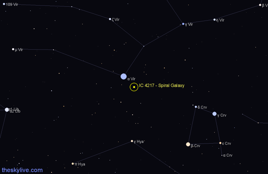 Finder chart IC 4217 - Spiral Galaxy in Virgo star