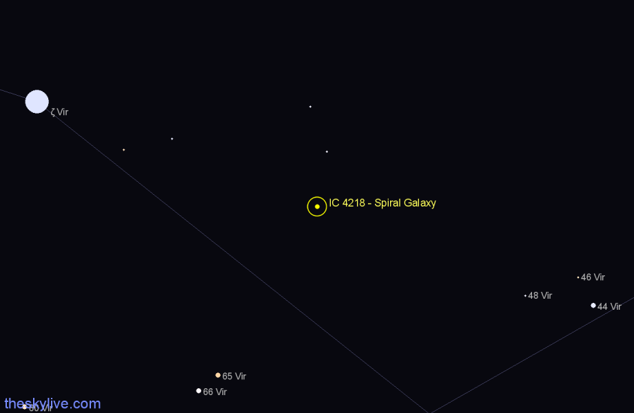 Finder chart IC 4218 - Spiral Galaxy in Virgo star