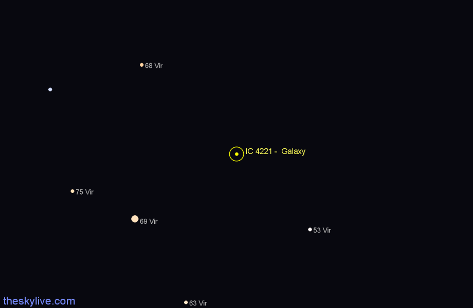Finder chart IC 4221 -  Galaxy in Virgo star
