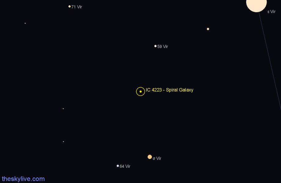 Finder chart IC 4223 - Spiral Galaxy in Virgo star