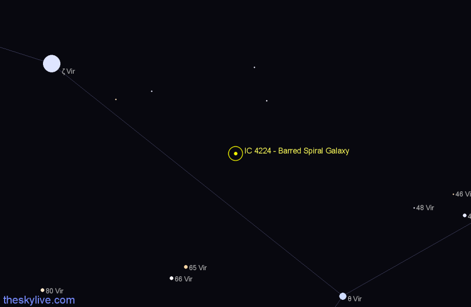 Finder chart IC 4224 - Barred Spiral Galaxy in Virgo star