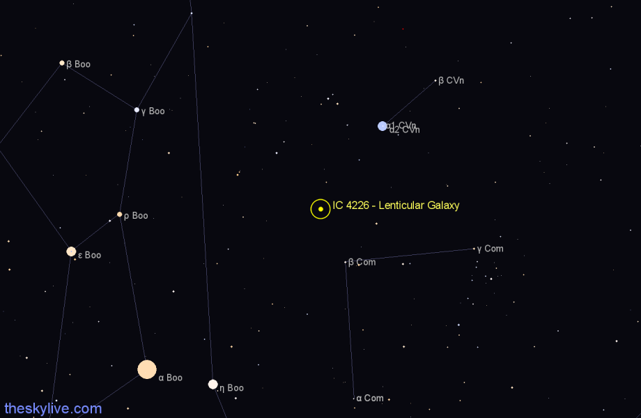 Finder chart IC 4226 - Lenticular Galaxy in Canes Venatici star