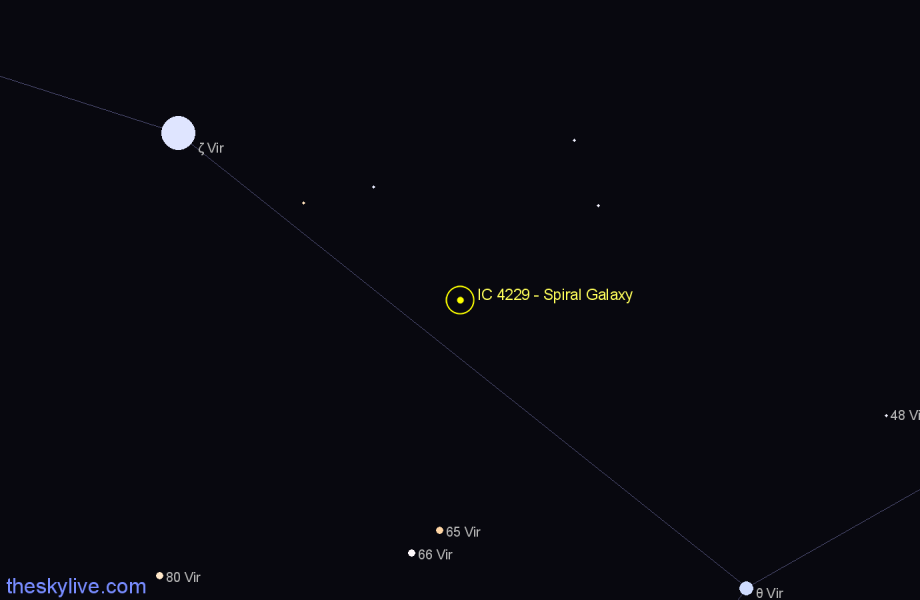 Finder chart IC 4229 - Spiral Galaxy in Virgo star