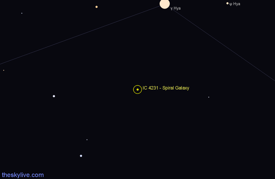 Finder chart IC 4231 - Spiral Galaxy in Hydra star
