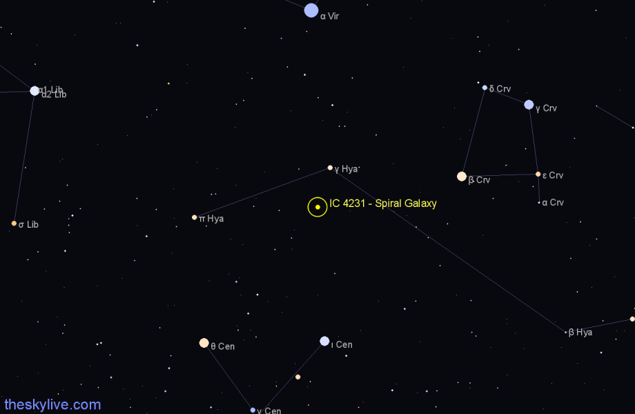 Finder chart IC 4231 - Spiral Galaxy in Hydra star