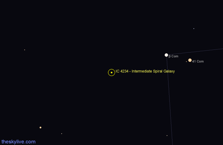 Finder chart IC 4234 - Intermediate Spiral Galaxy in Coma Berenices star