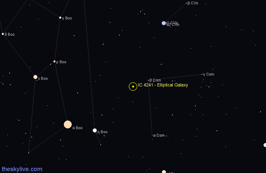 Finder chart IC 4241 - Elliptical Galaxy in Coma Berenices star