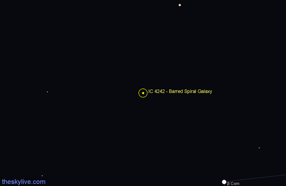 Finder chart IC 4242 - Barred Spiral Galaxy in Canes Venatici star