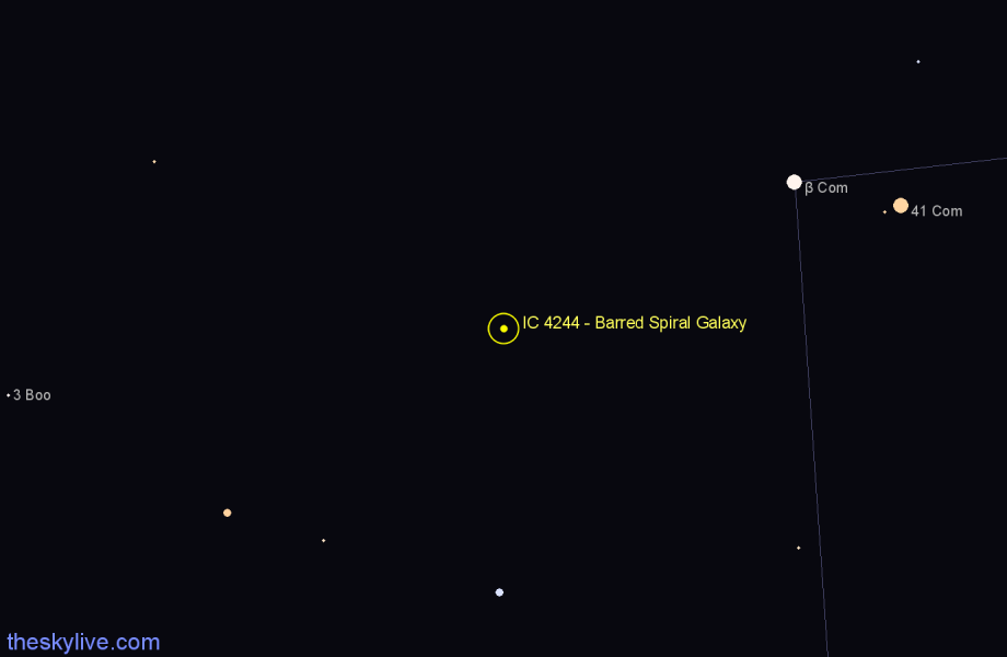 Finder chart IC 4244 - Barred Spiral Galaxy in Coma Berenices star