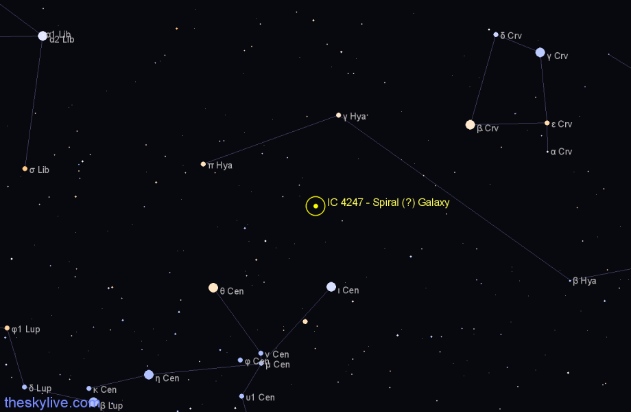 Finder chart IC 4247 - Spiral (?) Galaxy in Centaurus star