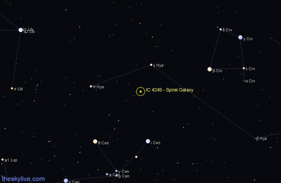 Finder chart IC 4249 - Spiral Galaxy in Hydra star