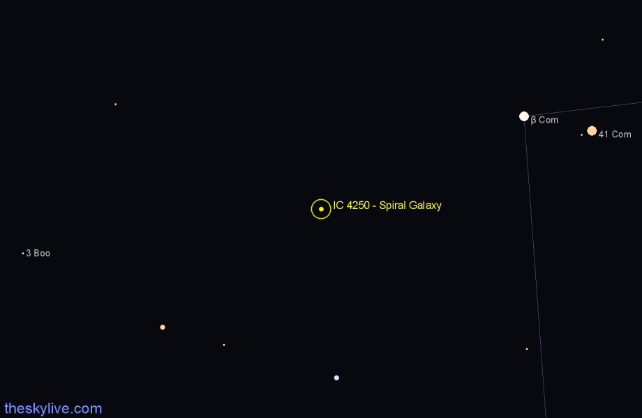 Finder chart IC 4250 - Spiral Galaxy in Coma Berenices star