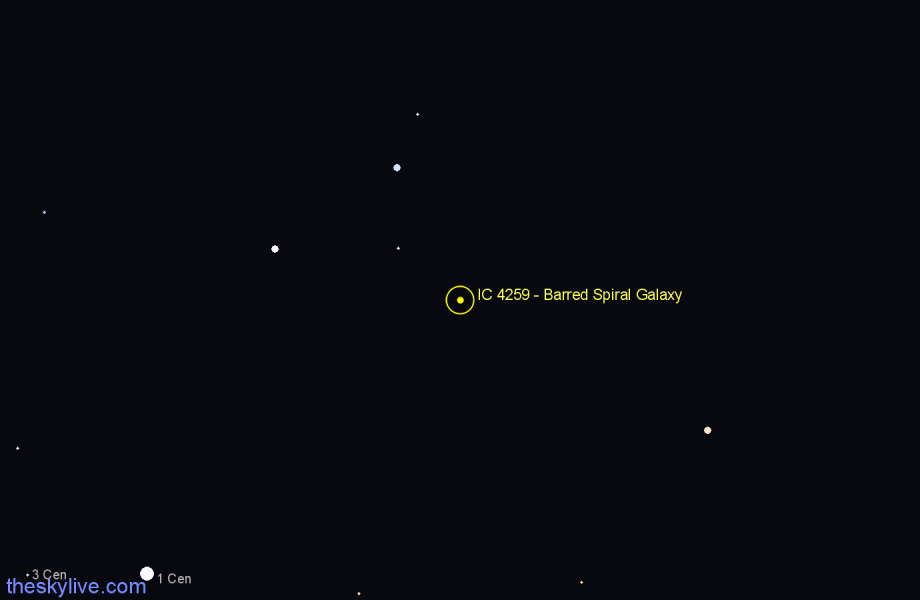 Finder chart IC 4259 - Barred Spiral Galaxy in Centaurus star