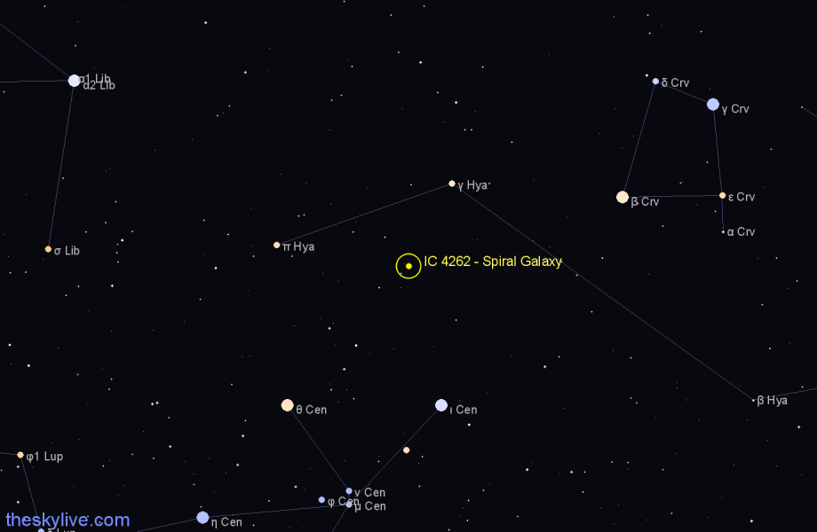 Finder chart IC 4262 - Spiral Galaxy in Hydra star