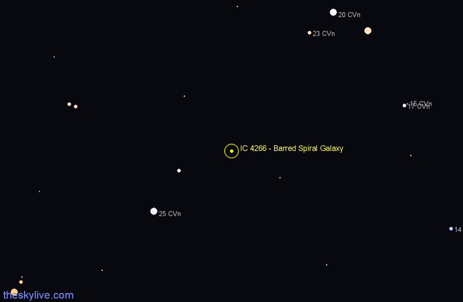Finder chart IC 4266 - Barred Spiral Galaxy in Canes Venatici star