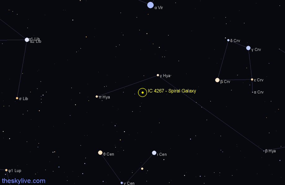Finder chart IC 4267 - Spiral Galaxy in Hydra star