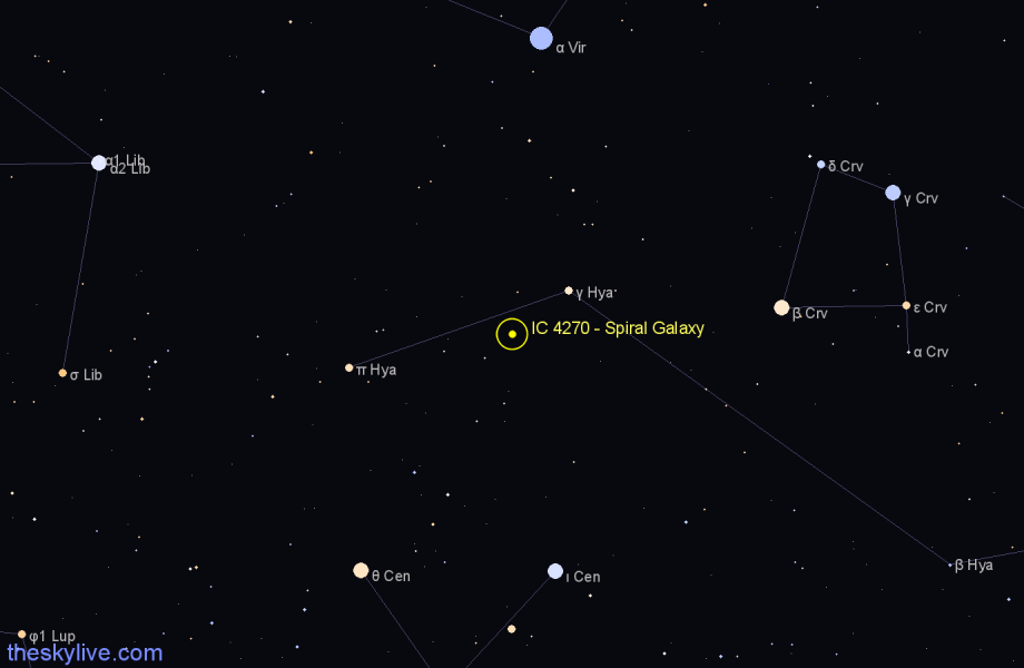 Finder chart IC 4270 - Spiral Galaxy in Hydra star