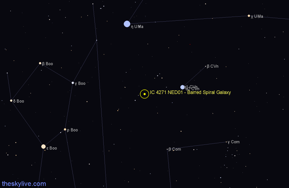 Finder chart IC 4271 NED01 - Barred Spiral Galaxy in Canes Venatici star