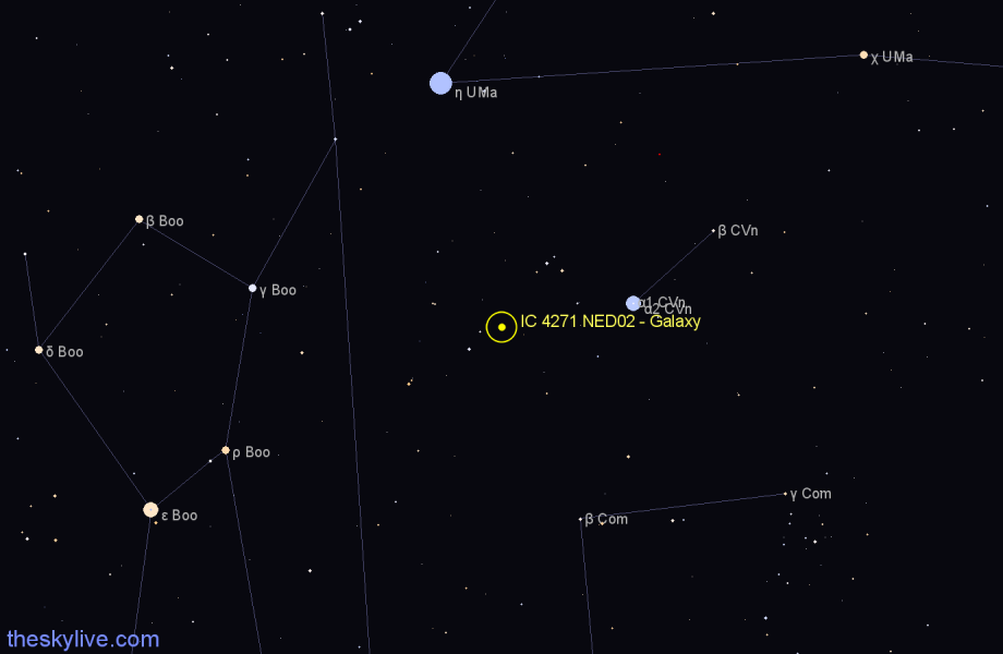 Finder chart IC 4271 NED02 - Galaxy in Canes Venatici star