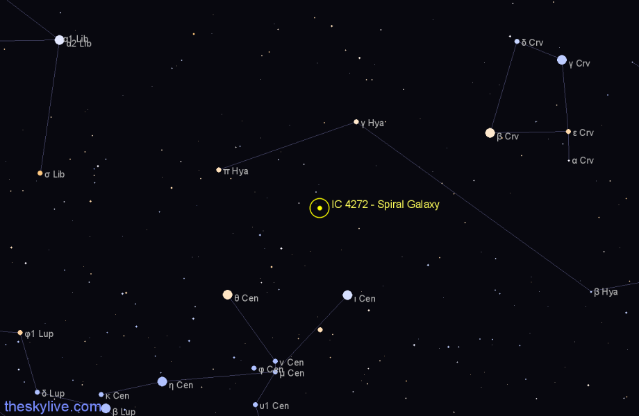 Finder chart IC 4272 - Spiral Galaxy in Hydra star