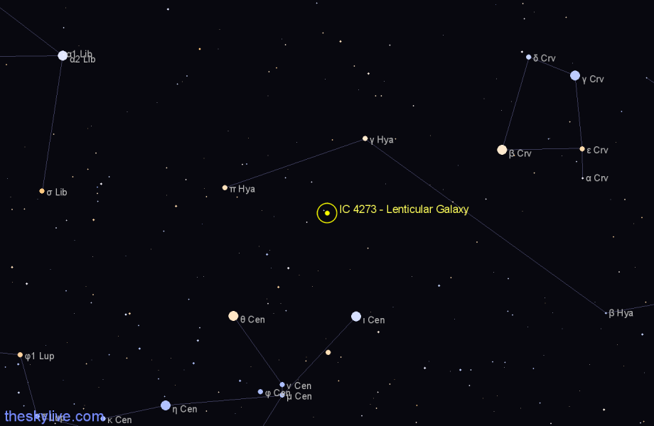 Finder chart IC 4273 - Lenticular Galaxy in Hydra star