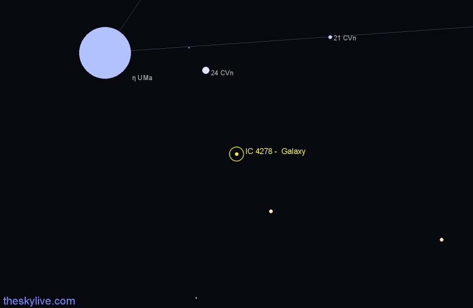 Finder chart IC 4278 - Galaxy in Canes Venatici star