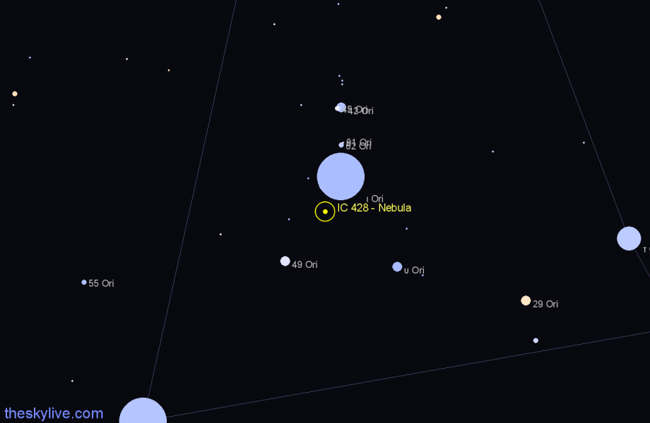 Finder chart IC 428 - Nebula in Orion star