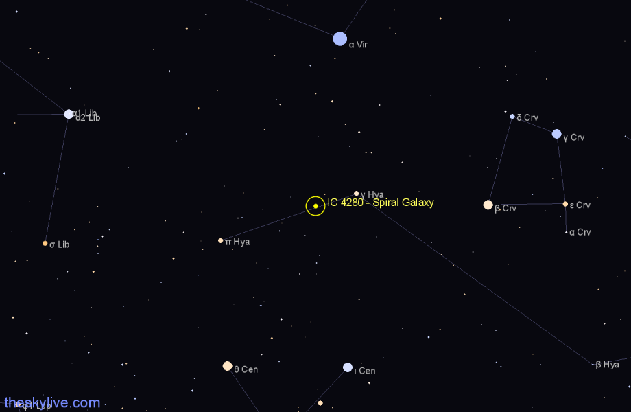 Finder chart IC 4280 - Spiral Galaxy in Hydra star