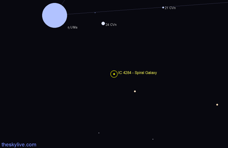 Finder chart IC 4284 - Spiral Galaxy in Canes Venatici star