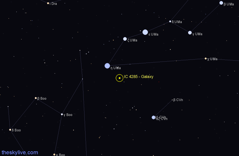 Finder chart IC 4285 - Galaxy in Canes Venatici star