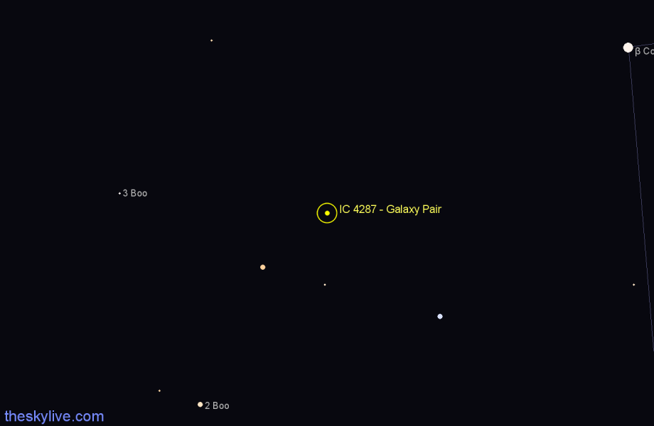 Finder chart IC 4287 - Galaxy Pair in Coma Berenices star