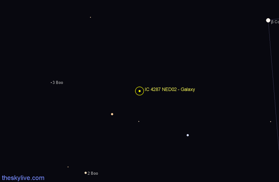 Finder chart IC 4287 NED02 - Galaxy in Coma Berenices star