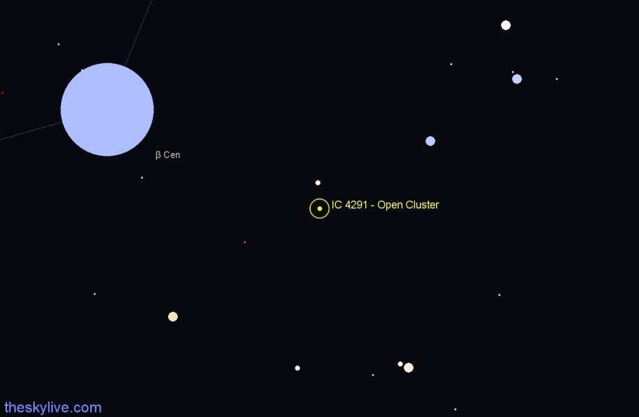 Finder chart IC 4291 - Open Cluster in Centaurus star