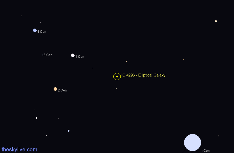 Finder chart IC 4296 - Elliptical Galaxy in Centaurus star