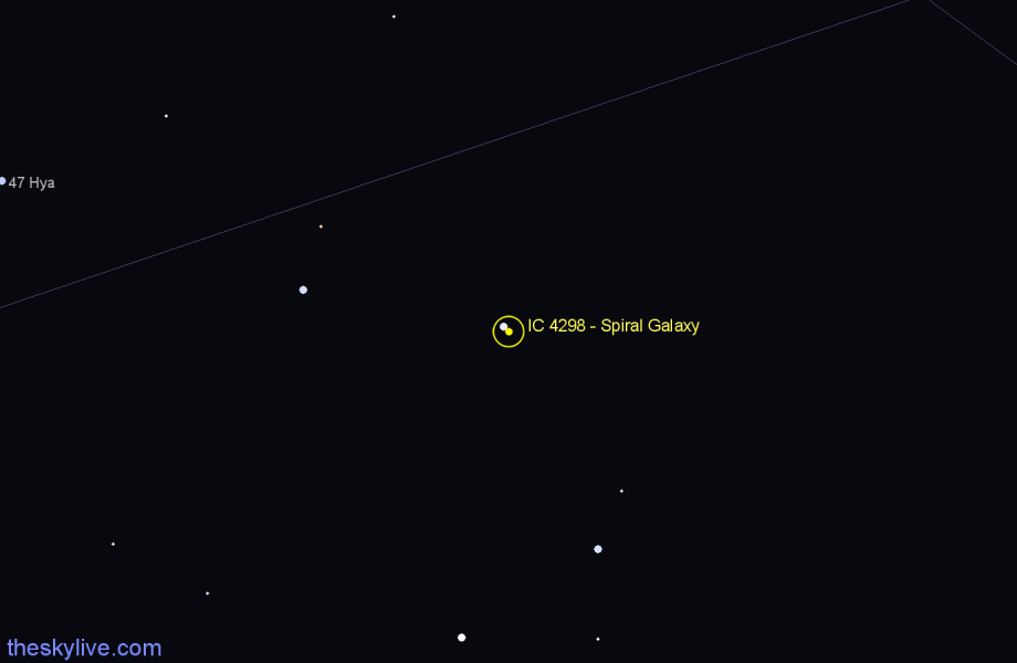 Finder chart IC 4298 - Spiral Galaxy in Hydra star