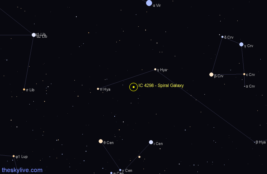 Finder chart IC 4298 - Spiral Galaxy in Hydra star