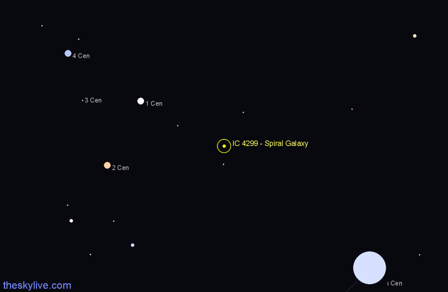 Finder chart IC 4299 - Spiral Galaxy in Centaurus star