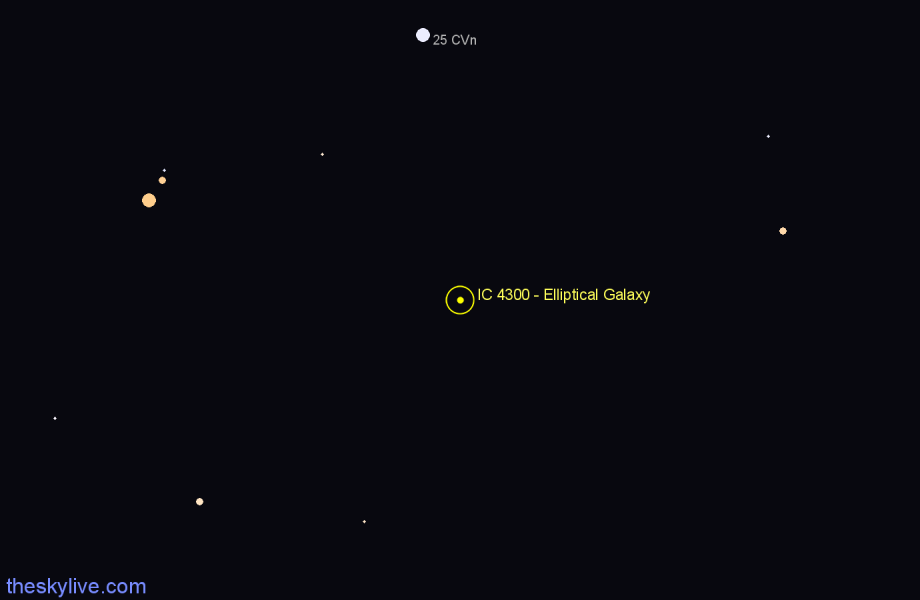 Finder chart IC 4300 - Elliptical Galaxy in Canes Venatici star