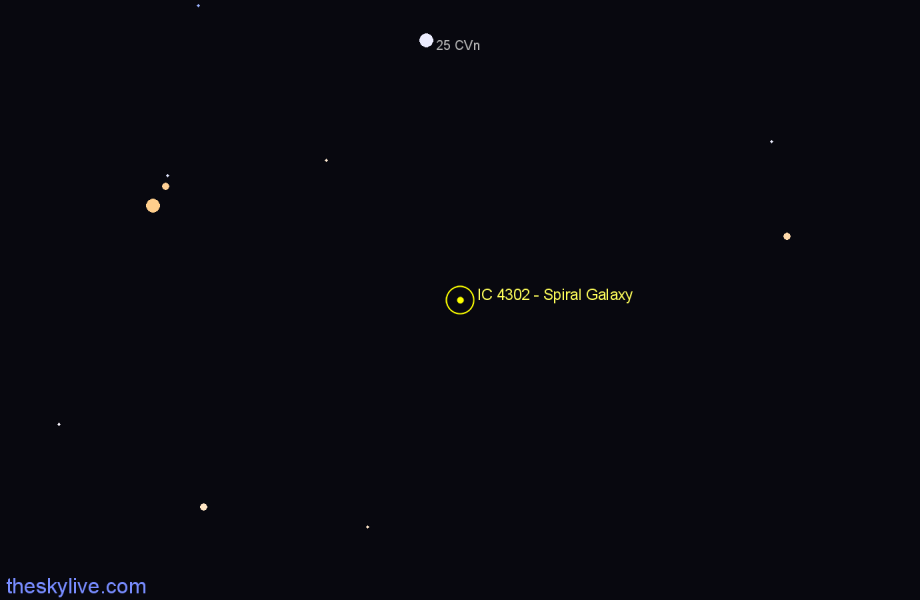 Finder chart IC 4302 - Spiral Galaxy in Canes Venatici star