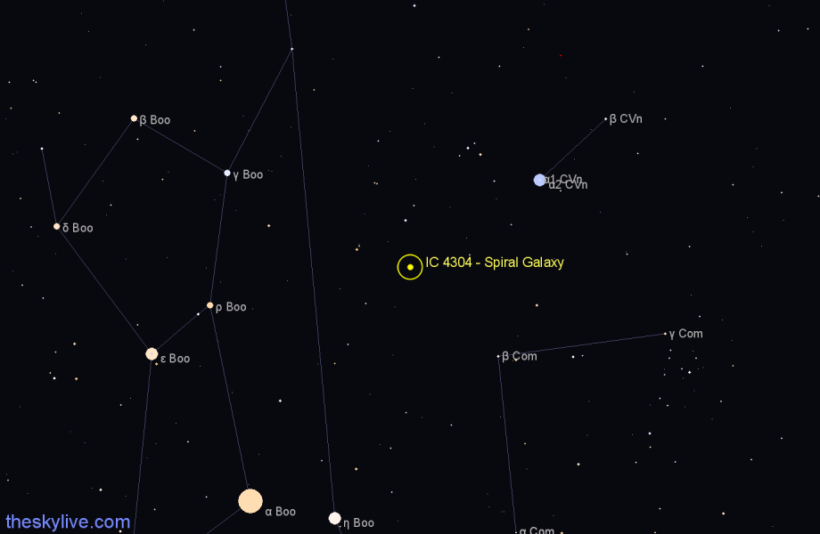 Finder chart IC 4304 - Spiral Galaxy in Canes Venatici star