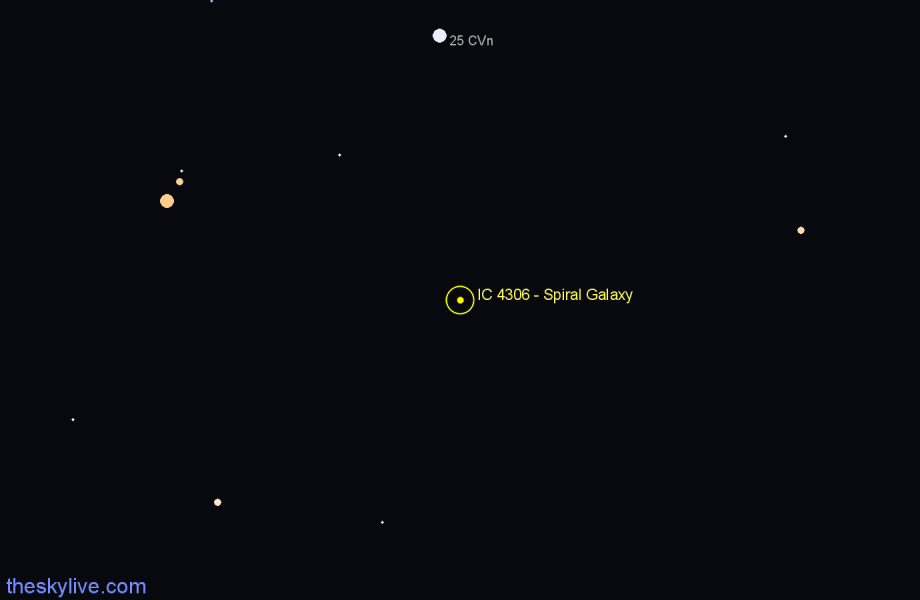 Finder chart IC 4306 - Spiral Galaxy in Canes Venatici star