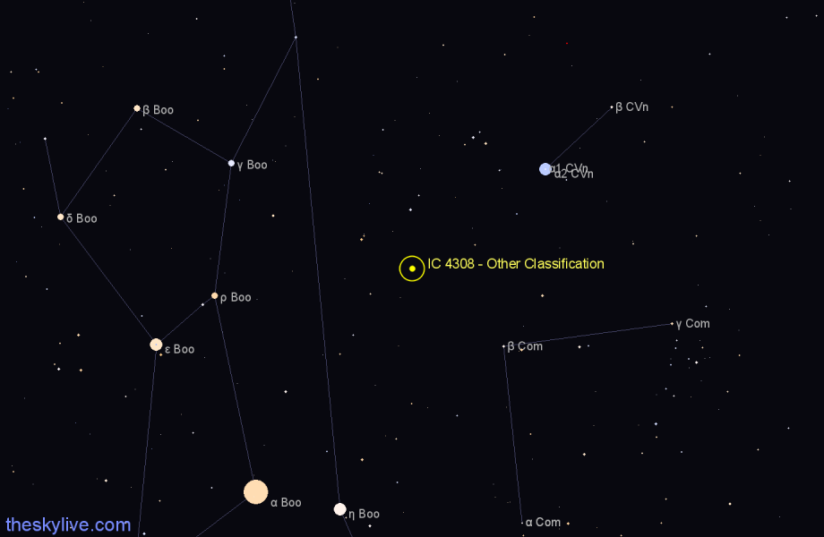 Finder chart IC 4308 - Other Classification in Canes Venatici star