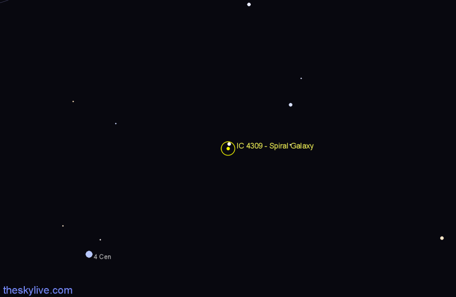 Finder chart IC 4309 - Spiral Galaxy in Hydra star