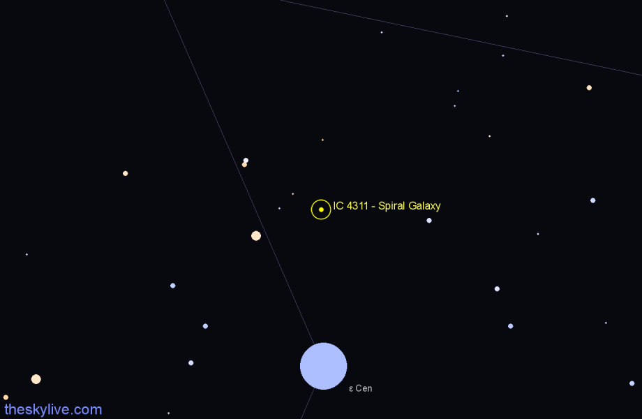 Finder chart IC 4311 - Spiral Galaxy in Centaurus star