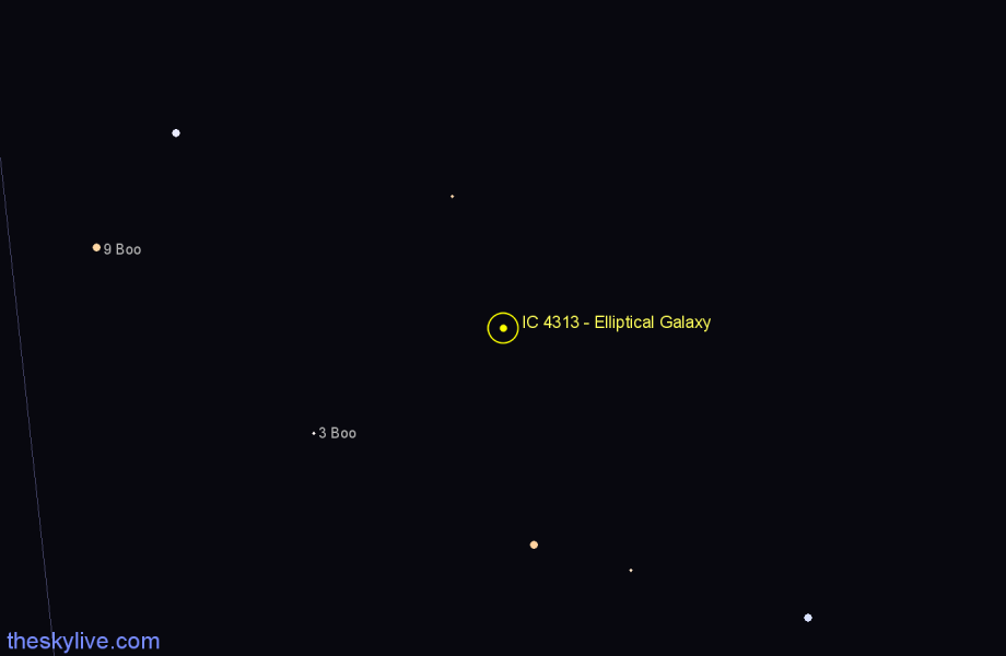 Finder chart IC 4313 - Elliptical Galaxy in Boötes star
