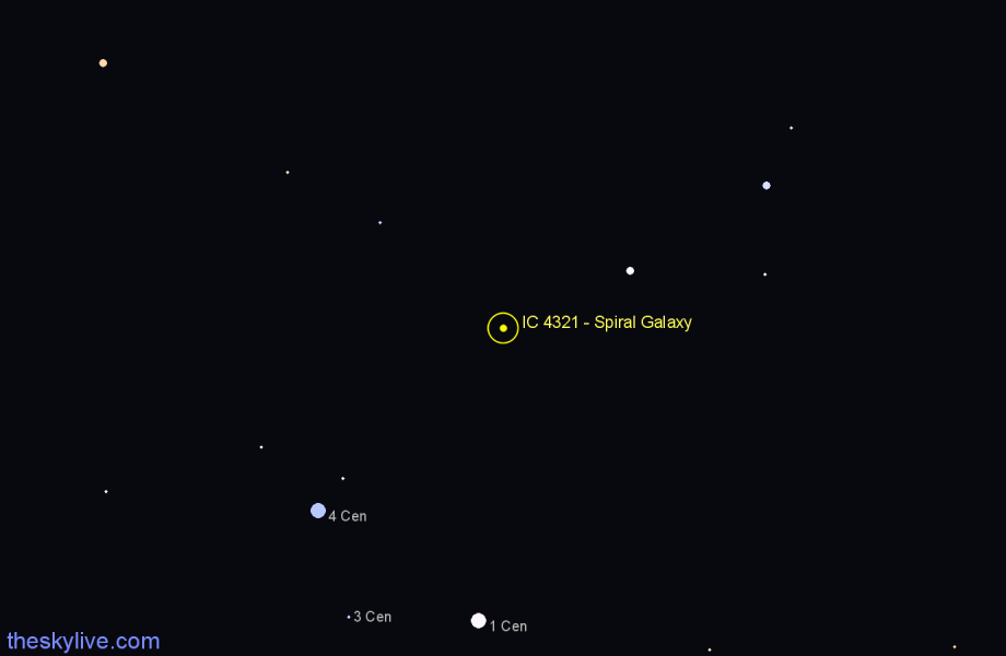 Finder chart IC 4321 - Spiral Galaxy in Centaurus star